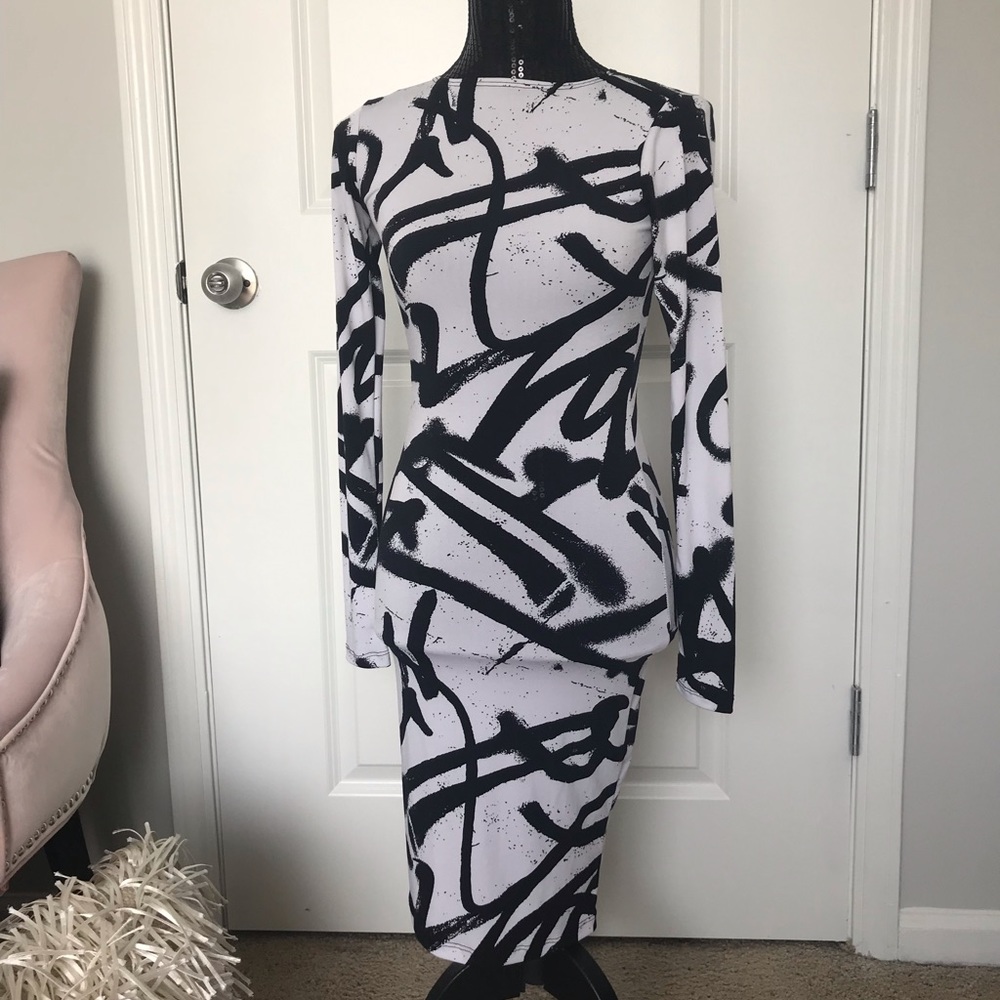 Black & White Graffiti print dress